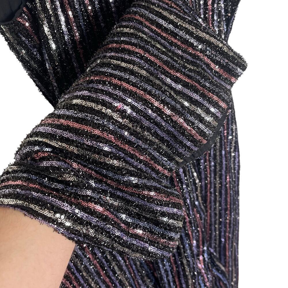 ANTHROPOLOGIE MAEVE Women’s Black Multi Color Sequin Halter Jumpsuit 2 - Picture 4 of 8